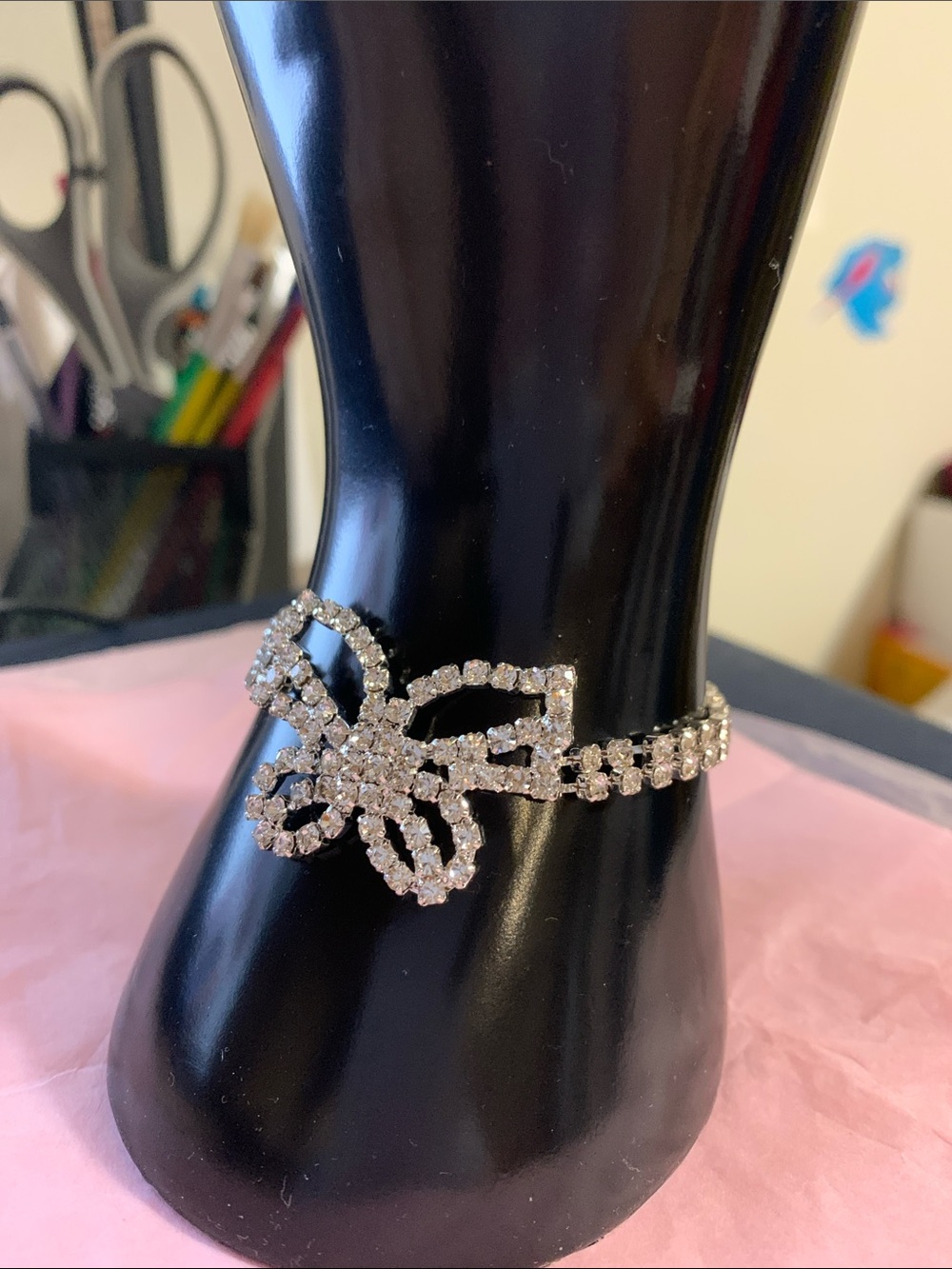 Crystal Butterfly Bracelet - Silver Rhinestone Accent - Picture 9 of 9